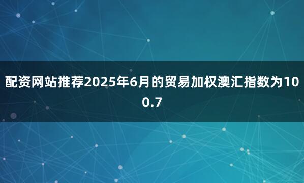 配资网站推荐2025年6月的贸易加权澳汇指数为100.7